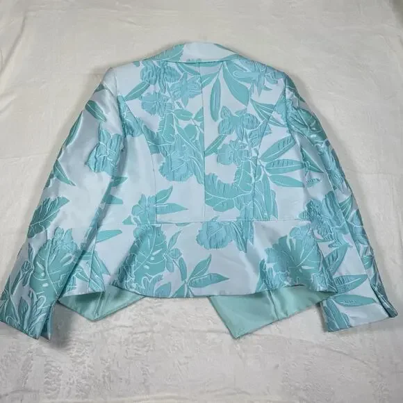 Lily & Taylor Couture Blue Jacquard Floral 2 Piece Skirt Suit Set Womens Size 14 - Picture 6 of 15